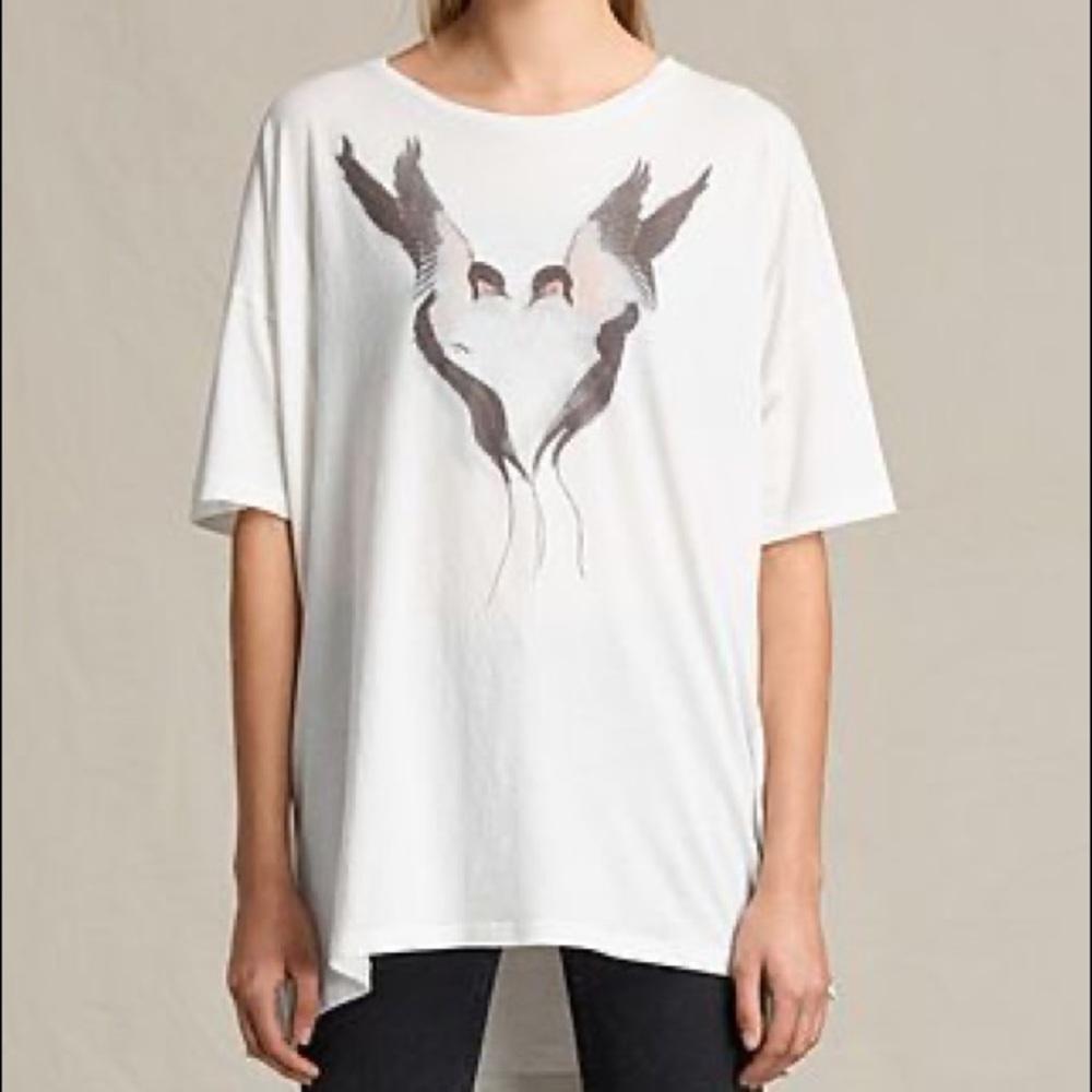 Allsaints lovebird Cora t shirt white oversized